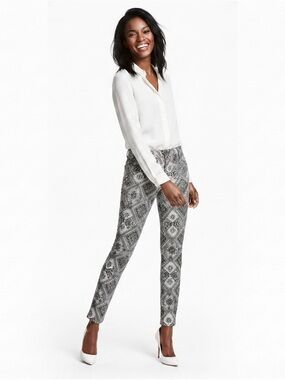 H&M Black & White Monochrome Geometric Pants